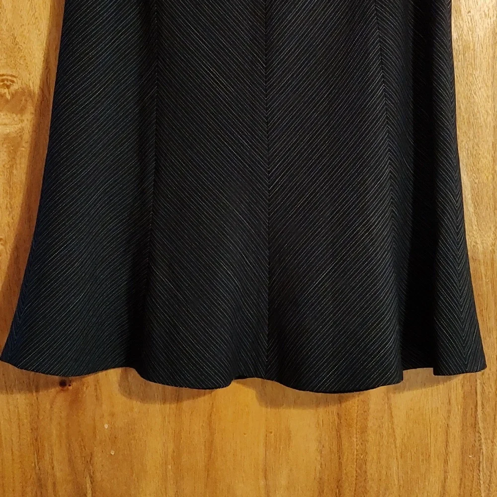 Josephine Chaus Flared A-Line Skirt Black White Pinstripe Careerwear Lined 14